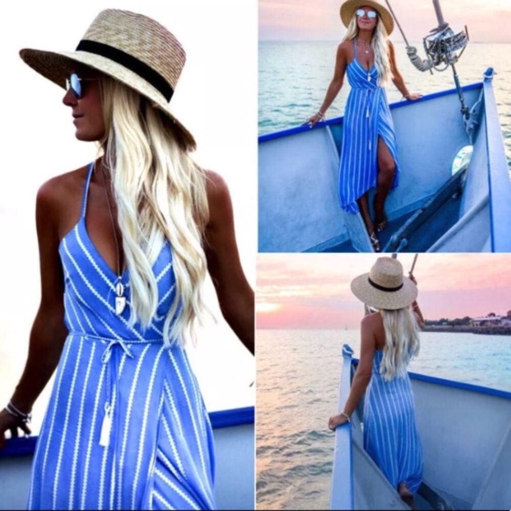 Vacation ✳️ striped  V neck stripe dress - Picture 6 of 8